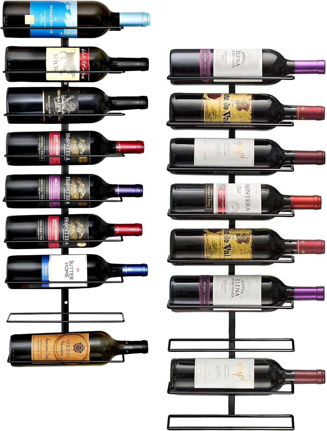 Sorbus Wall Mounted Wine Rack, Metal Bottle Rack (9 Bottle, 1 Pack)