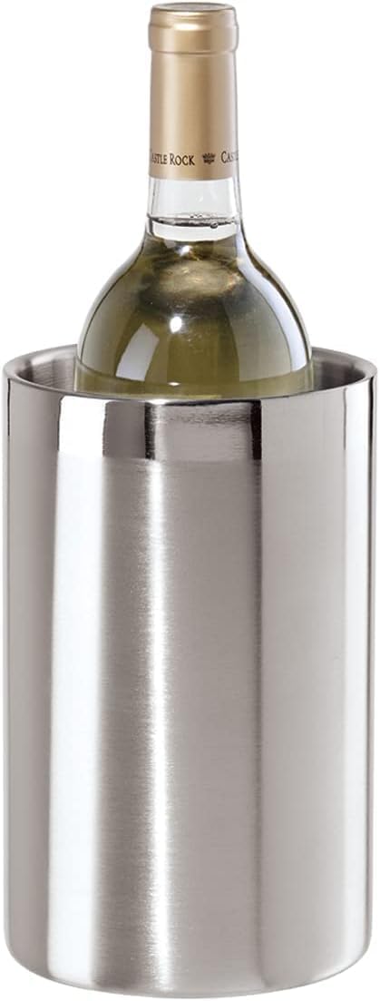 Enfriador de Vino de Acero Inoxidable de Doble Pared – Cubitera Térmica de Sobremesa para Vino Blanco, Cava y Champán – Compatible con Botellas de Tamaño Estándar