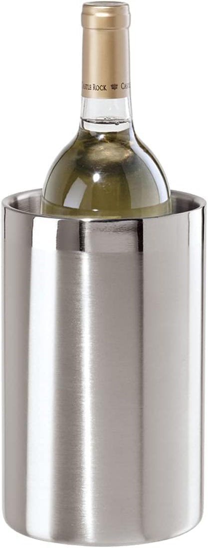 Enfriador de Vino de Acero Inoxidable de Doble Pared – Cubitera Térmica de Sobremesa para Vino Blanco, Cava y Champán – Compatible con Botellas de Tamaño Estándar