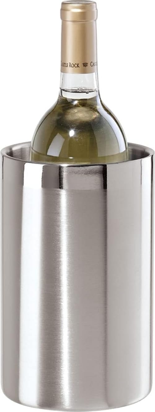 Enfriador de Vino de Acero Inoxidable de Doble Pared – Cubitera Térmica de Sobremesa para Vino Blanco, Cava y Champán – Compatible con Botellas de Tamaño Estándar