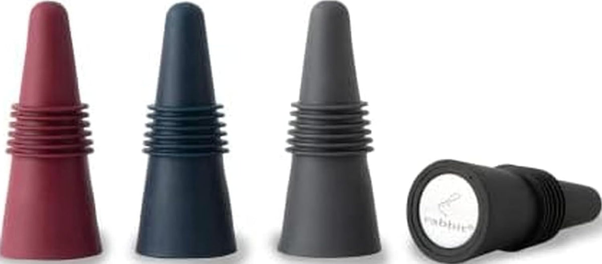 Rabbit W6121 Bottle Stoppers Set of 4, Multicolor Wine Bottle Caps to Preserve Freshness, Stylish and Durable, Perfect for Parties and Gifts