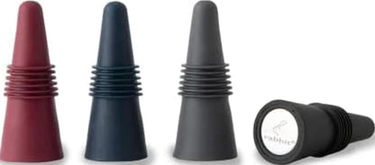 Rabbit W6121 Bottle Stoppers Set of 4, Multicolor Wine Bottle Caps to Preserve Freshness, Stylish and Durable, Perfect for Parties and Gifts