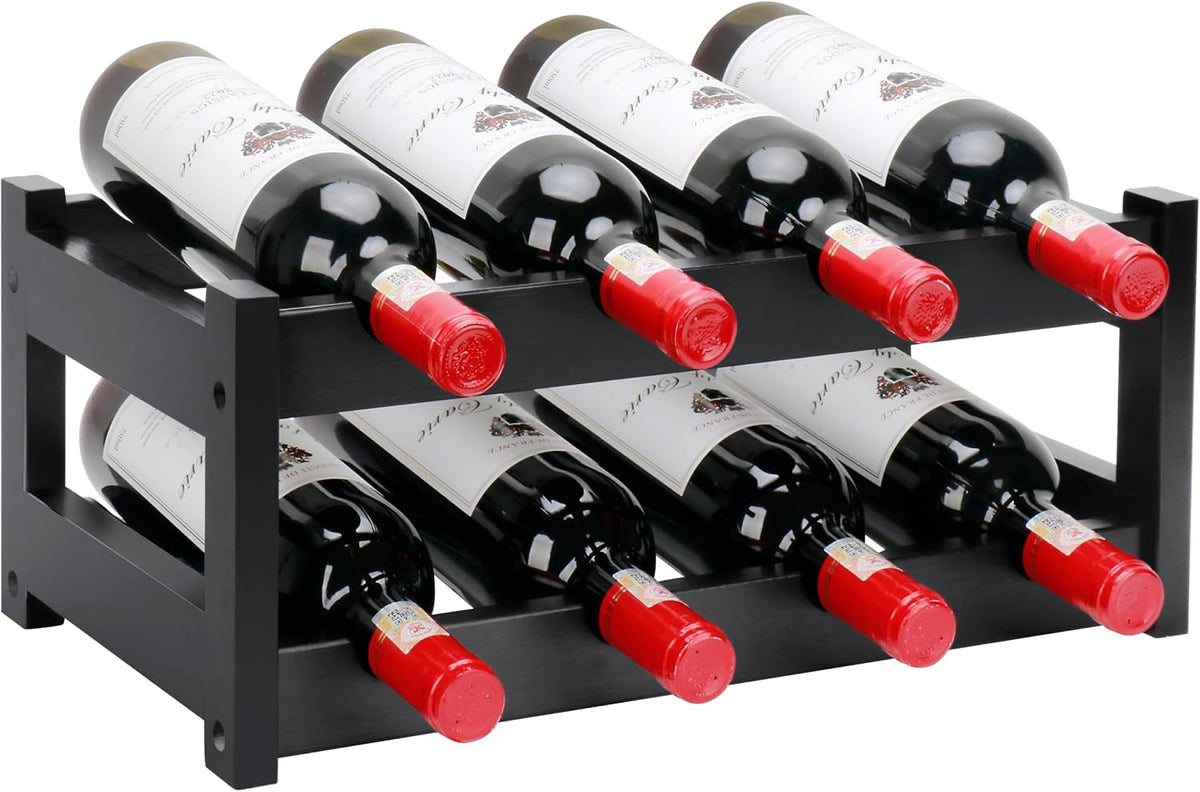 Bamboo Wine Rack, 3-Tier 12 Bottles Wine Storage Cabinet Shelf