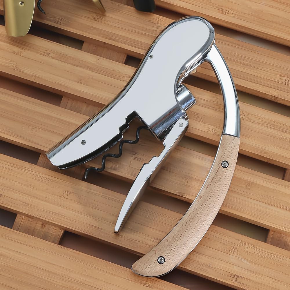 Rabbit Wine Opener with Wooden Handle & Foil Cutter