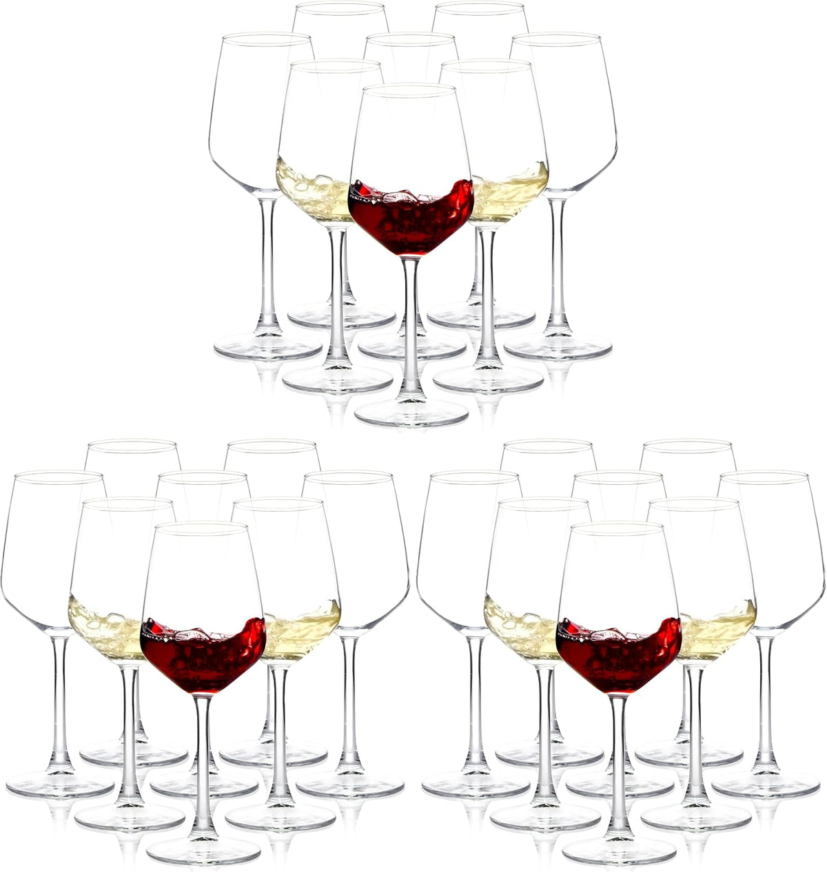 Wine Glasses Set of 12, 12oz Clear Red/White Wine Cup, Long Stem Wine Glasses for Party, Wedding and Home