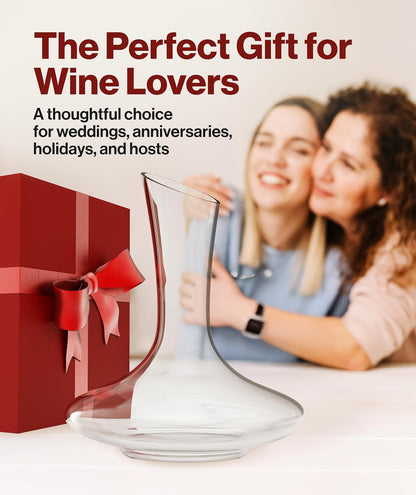 Le Chateau Decantador de Vino de Cristal – Decantador con Aireador de 750 ml – Jarra de Cristal Soplada a Mano y Sin Plomo – Regalo para Amantes del Vino Tinto