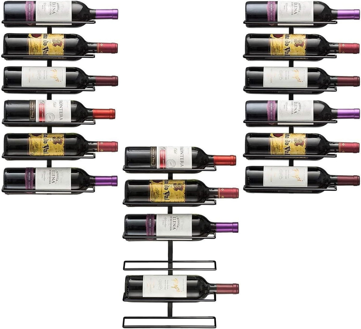 Sorbus Wall Mounted Wine Rack, Metal Bottle Rack (9 Bottle, 1 Pack)