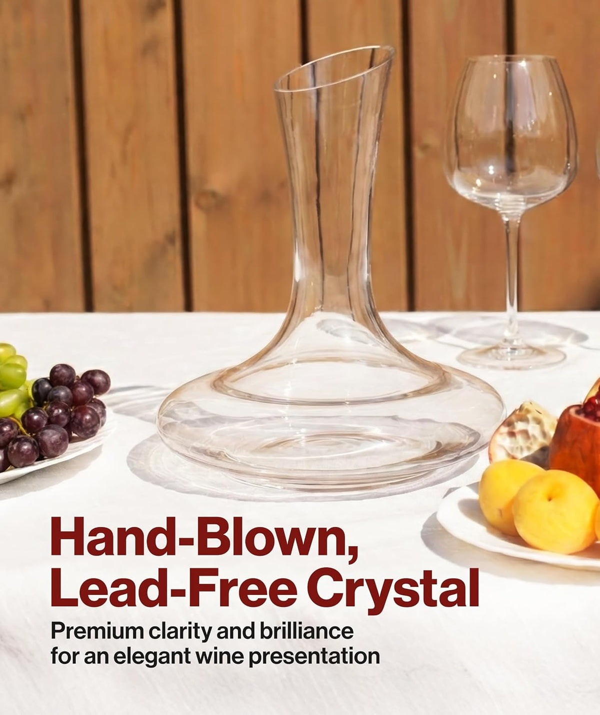 Le Chateau Decantador de Vino de Cristal – Decantador con Aireador de 750 ml – Jarra de Cristal Soplada a Mano y Sin Plomo – Regalo para Amantes del Vino Tinto